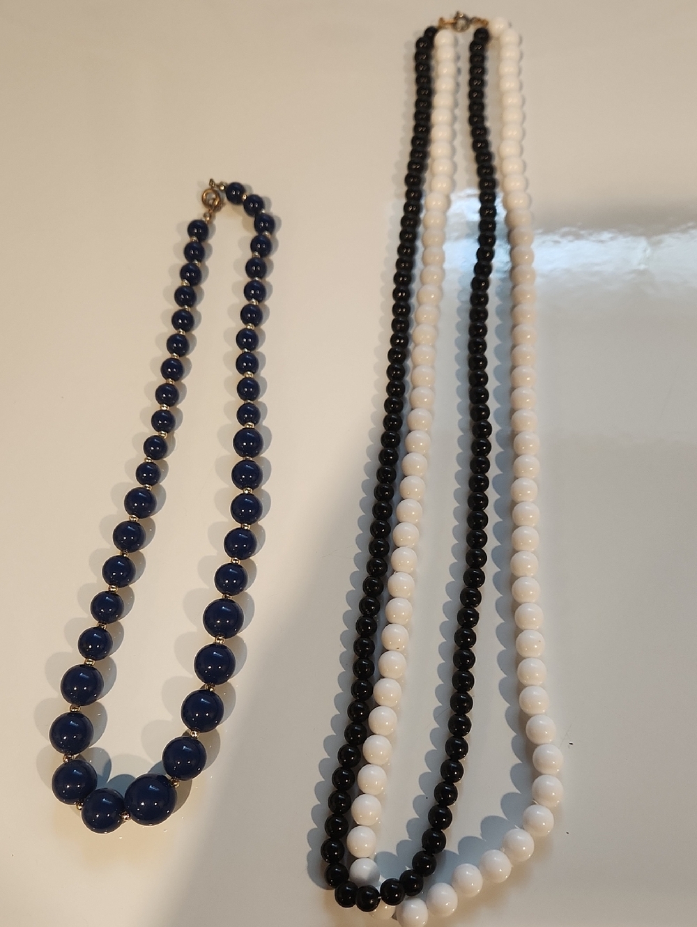 Classic Navy and Black & White Beaded Necklaces
